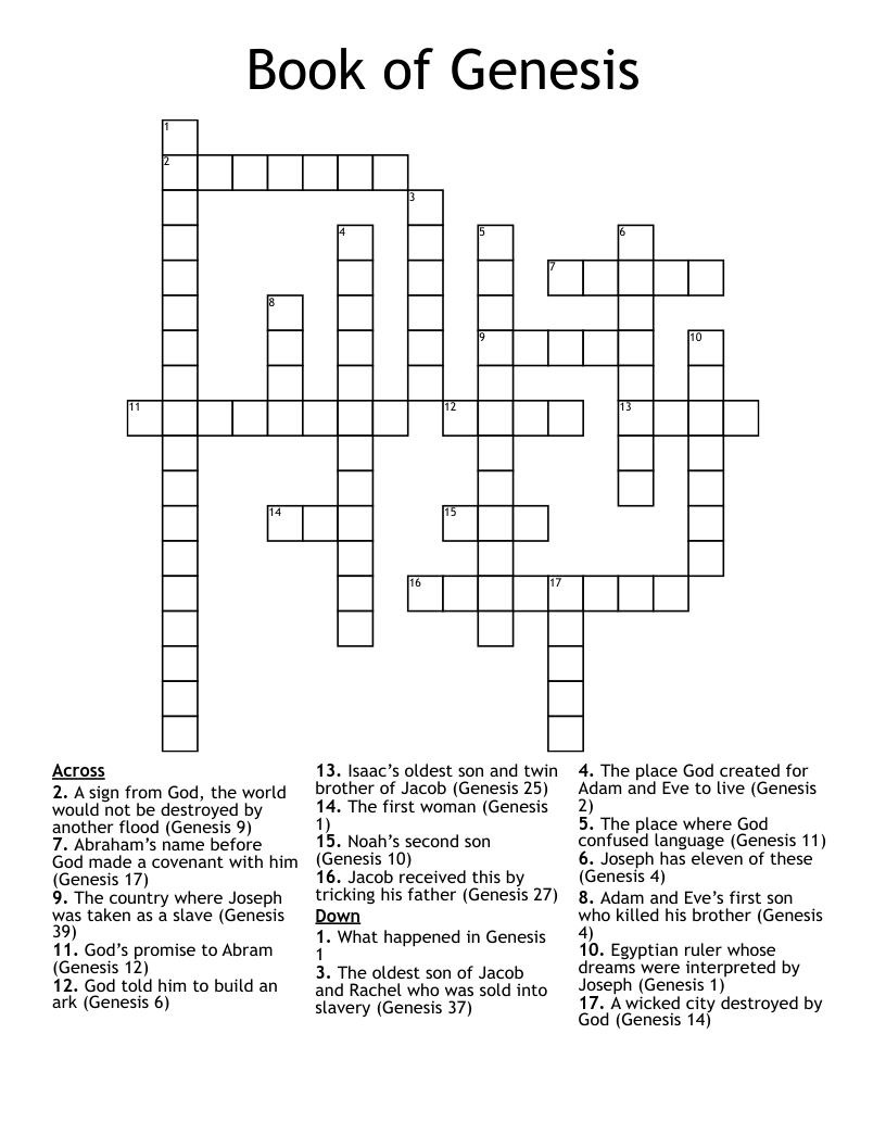 Book of Genesis Crossword