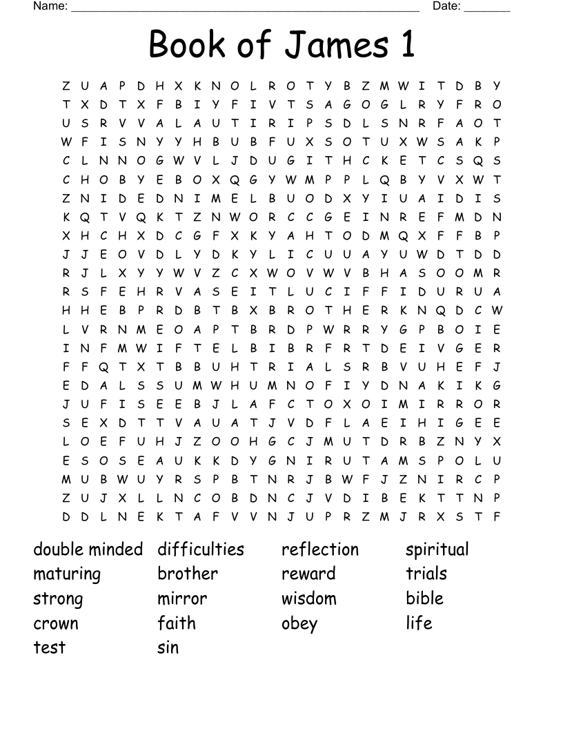Book of James 1 Word Search
