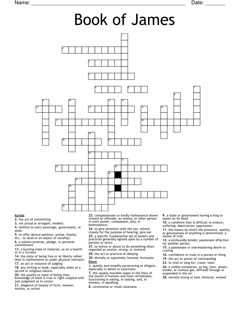 Book of James Crossword