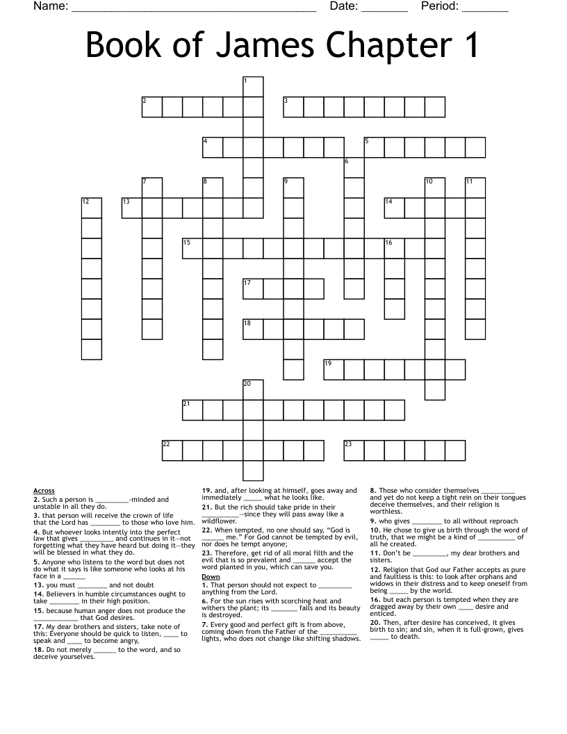 Book of James Chapter 1 Crossword