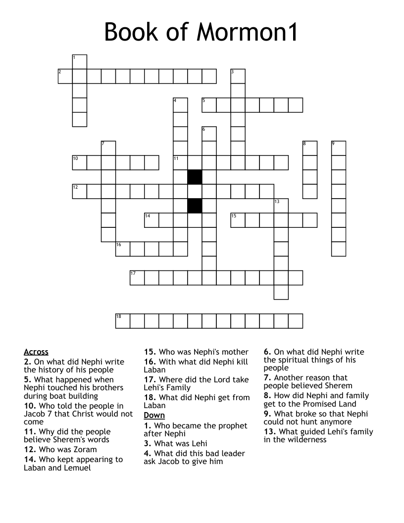 Book of Mormon1 Crossword