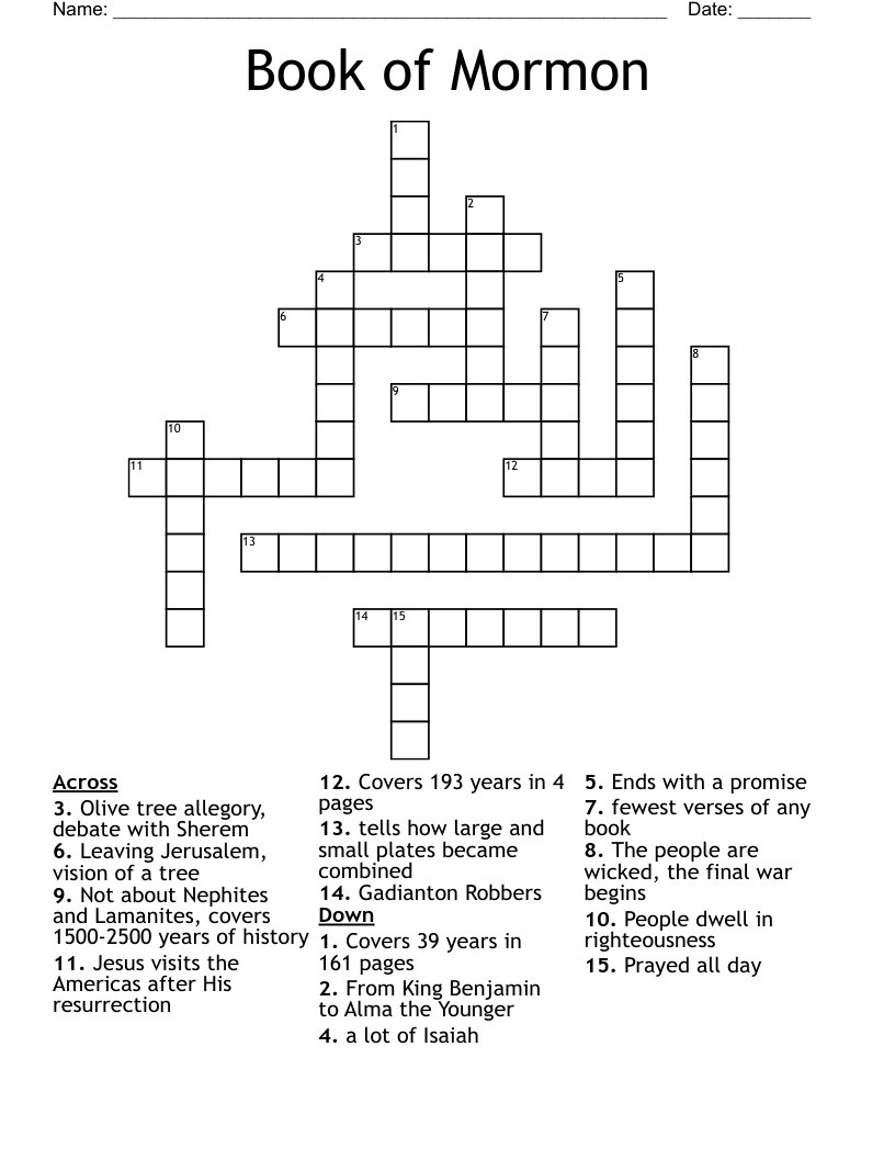 Book of Mormon Crossword