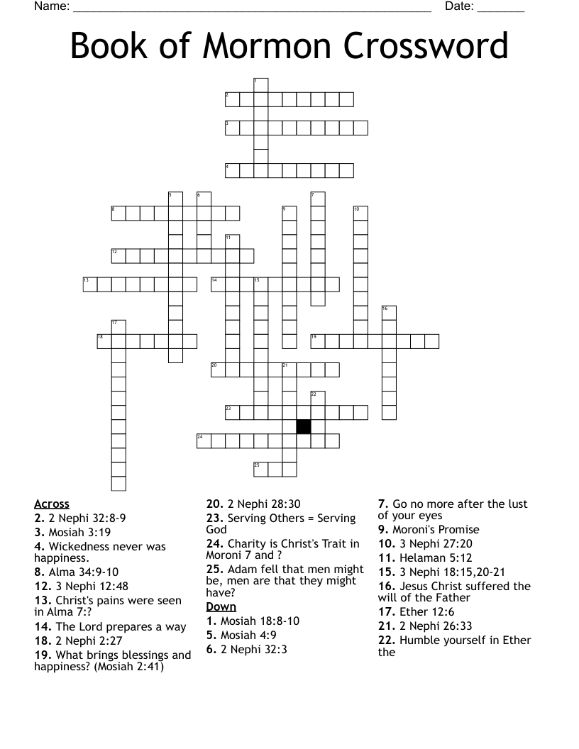Book of Mormon Crossword