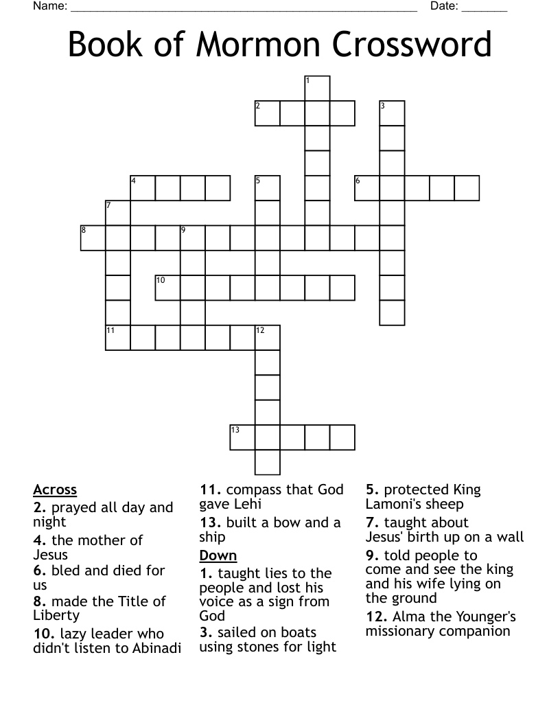 Book of Mormon Crossword