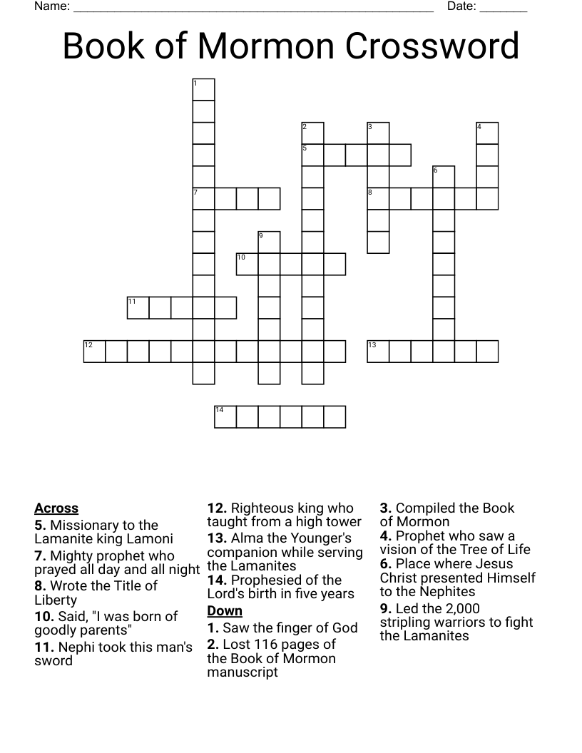 Book of Mormon Crossword