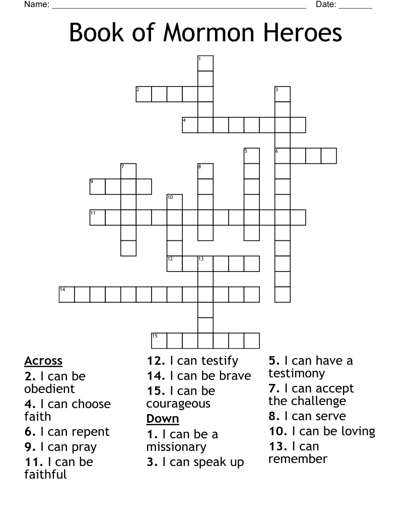 Book of Mormon Heroes Crossword