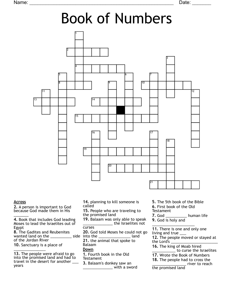 Book of Numbers Crossword