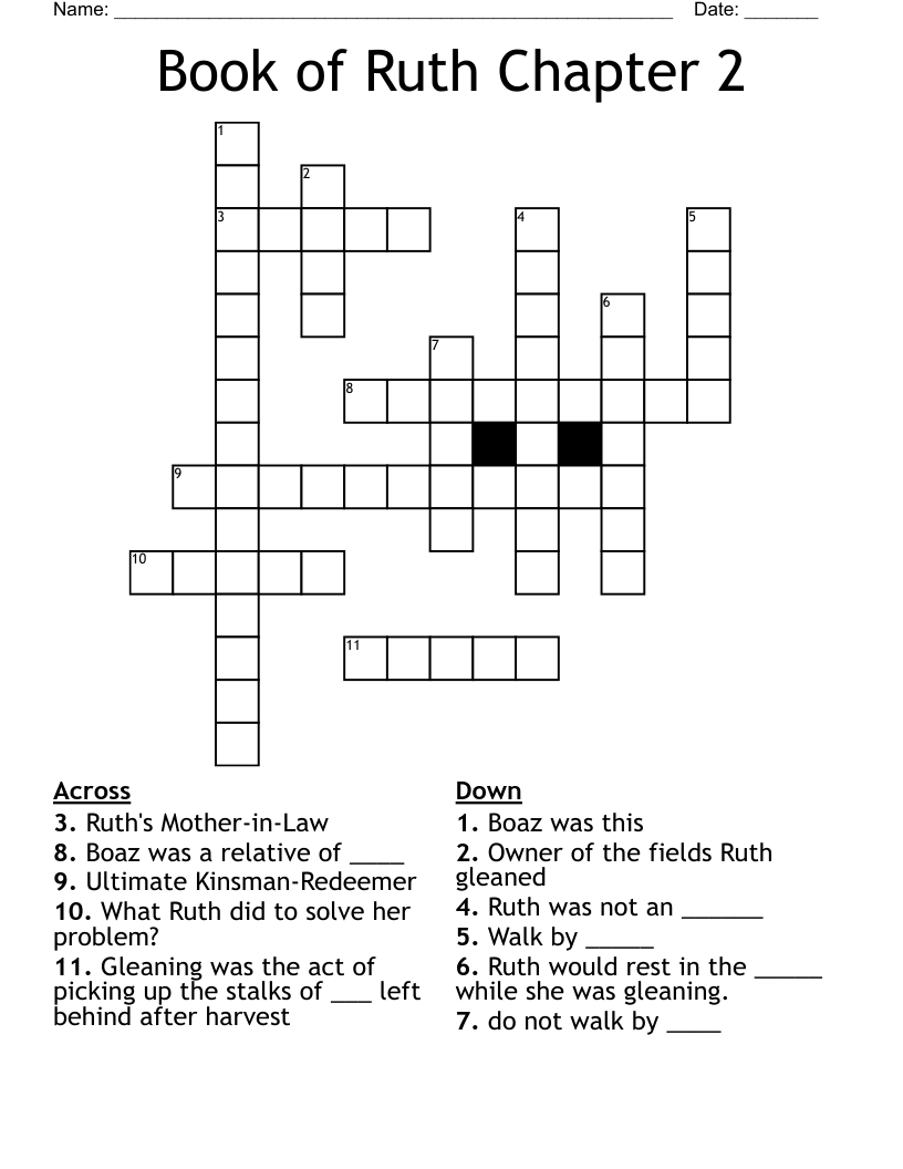 Book of Ruth Chapter 2 Crossword