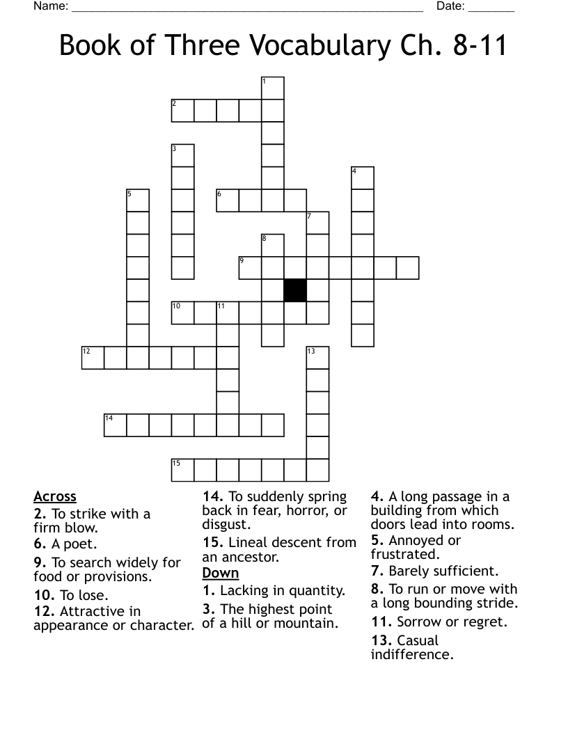 Book of Three Vocabulary Ch. 8-11 Crossword