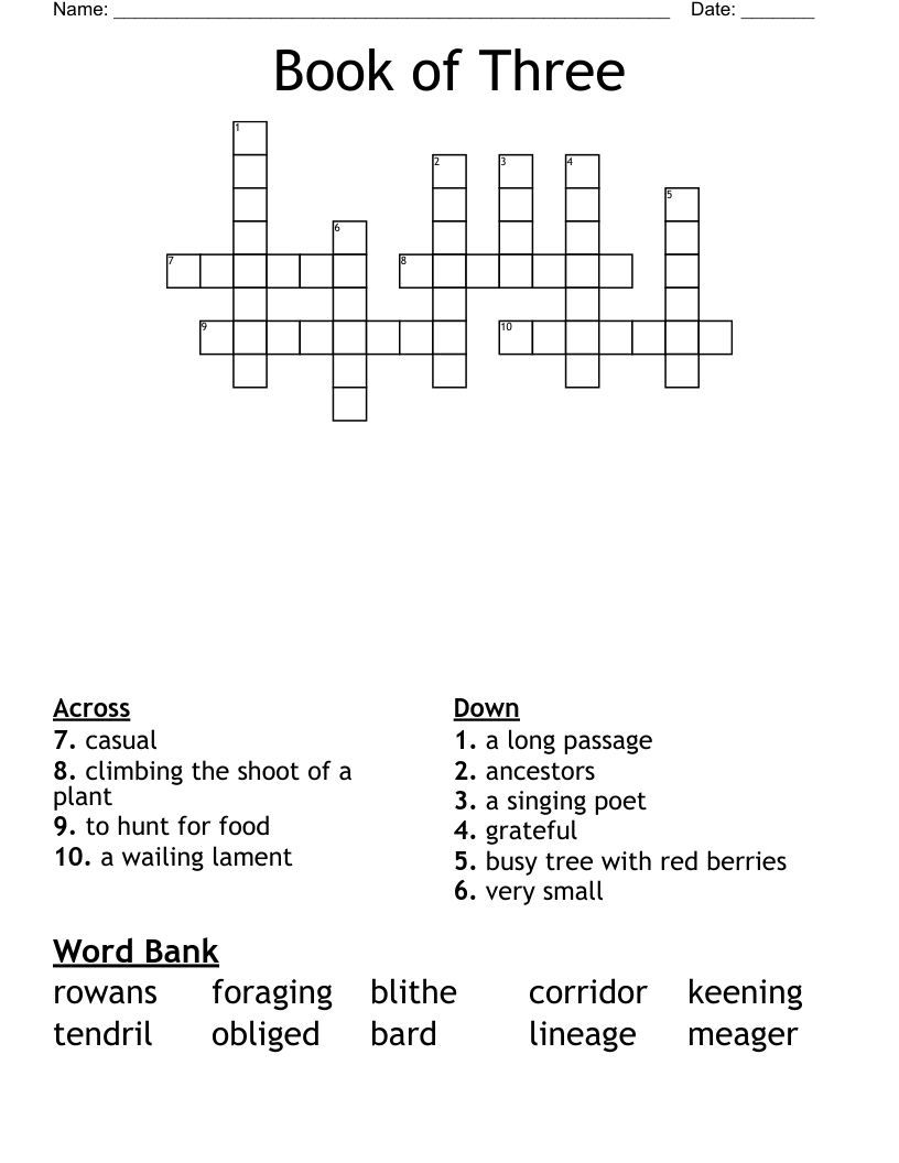 Book of  Three  Crossword