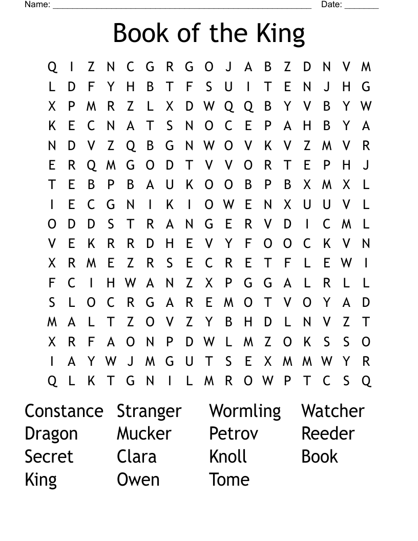 Book of the King Word Search