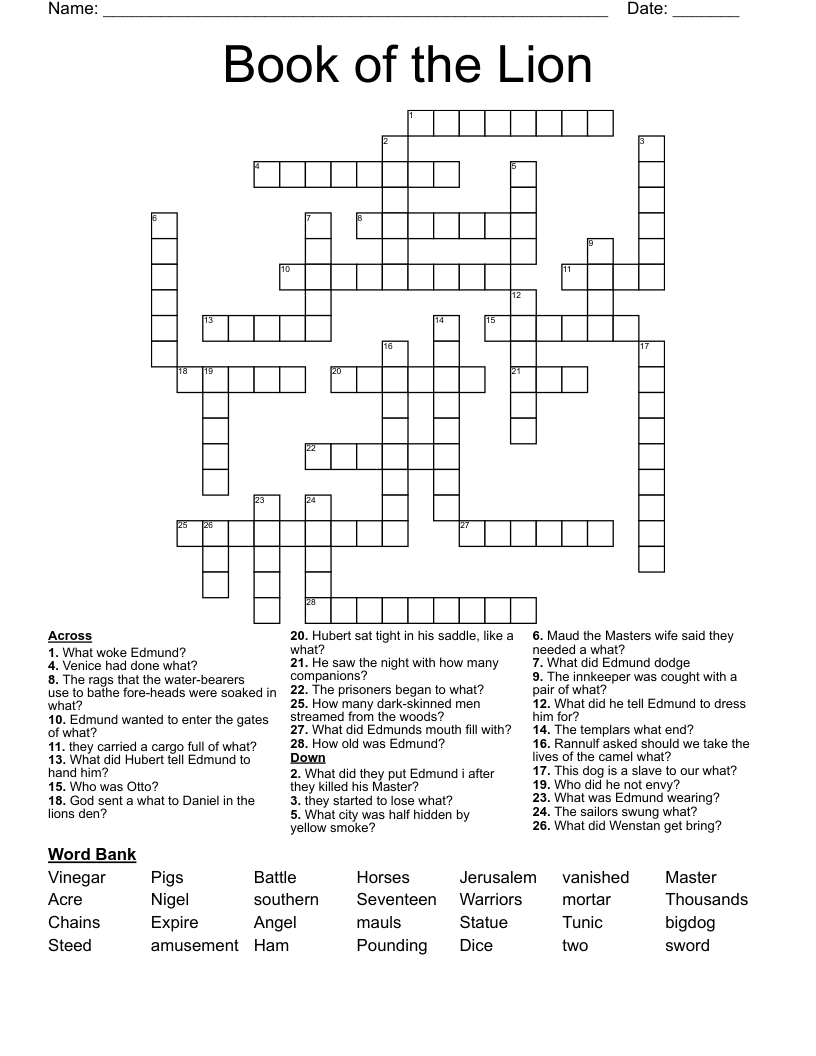 Book of the Lion Crossword