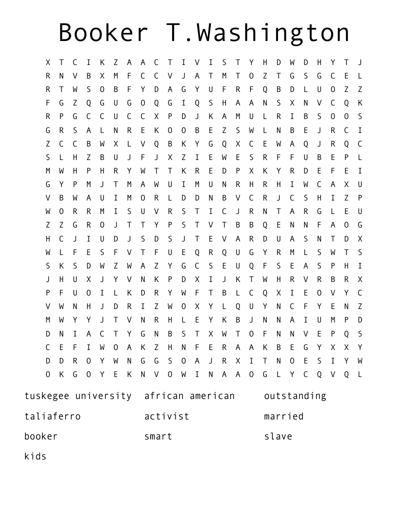 Booker T.Washington Word Search