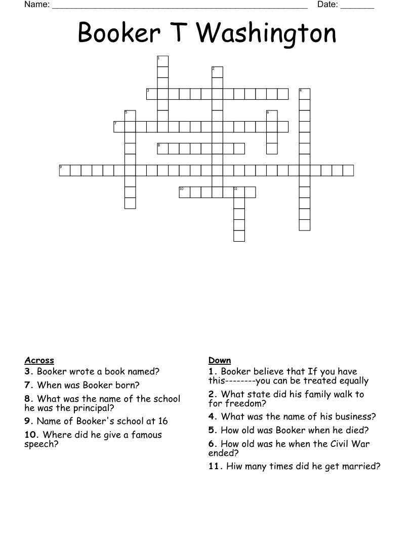 Booker T Washington Crossword