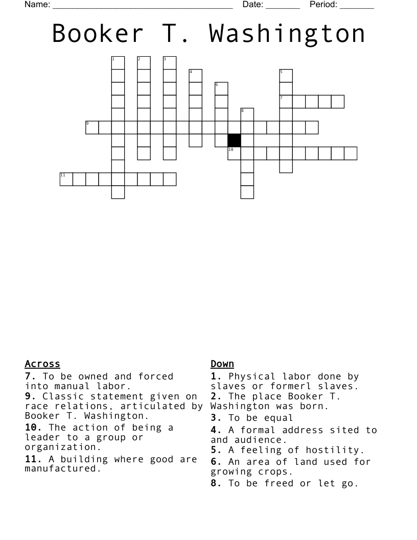 Booker T. Washington Crossword