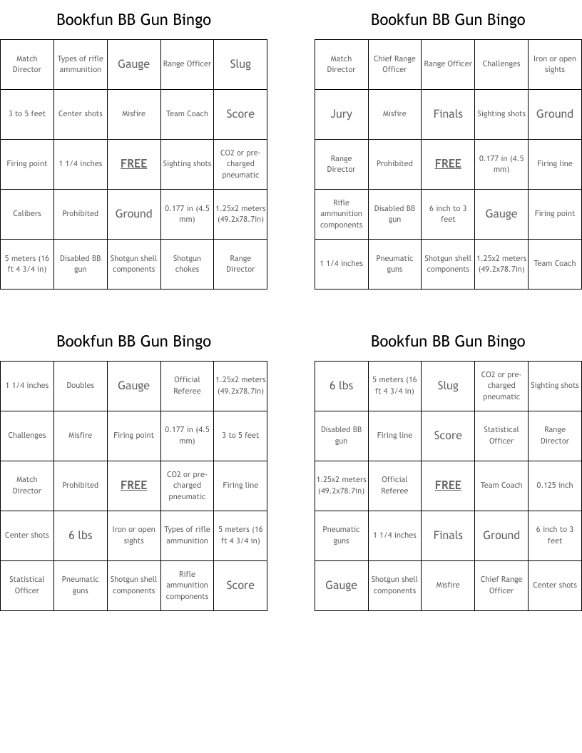 Bookfun BB Gun Bingo