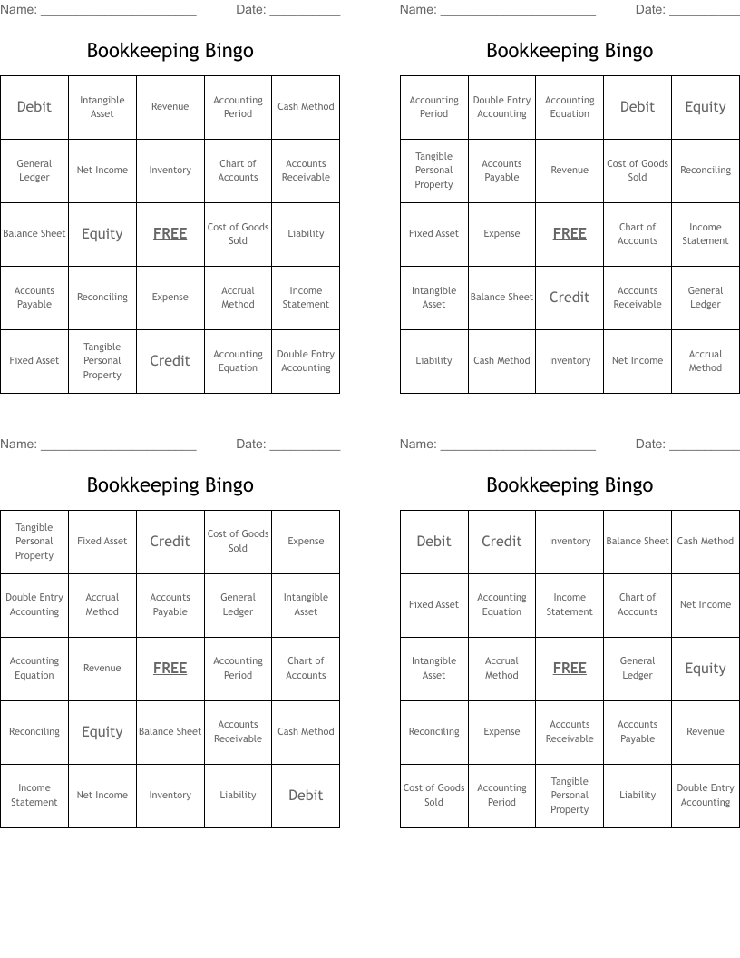 Bookkeeping Bingo