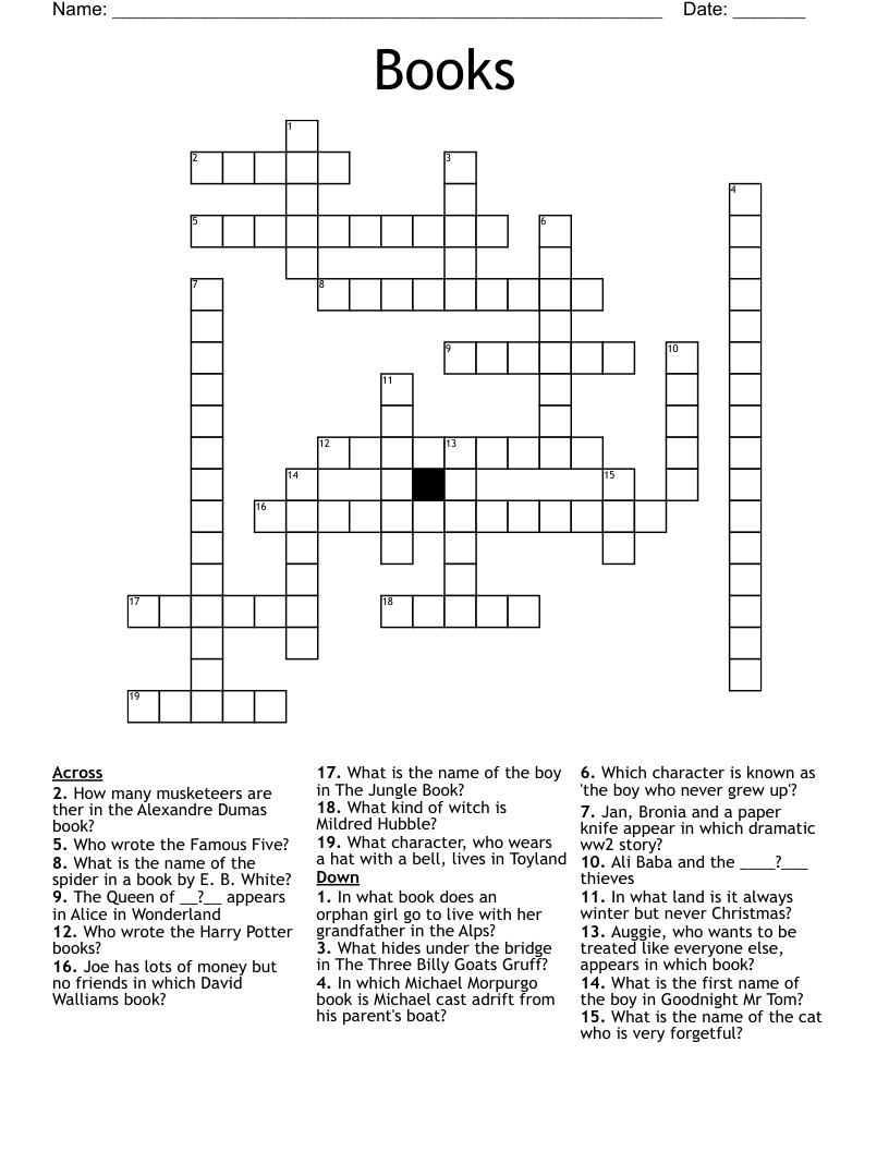 Books Crossword