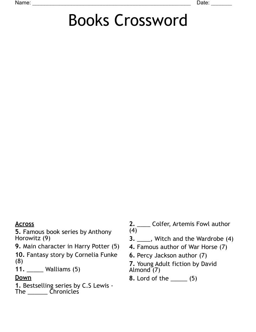 Books Crossword