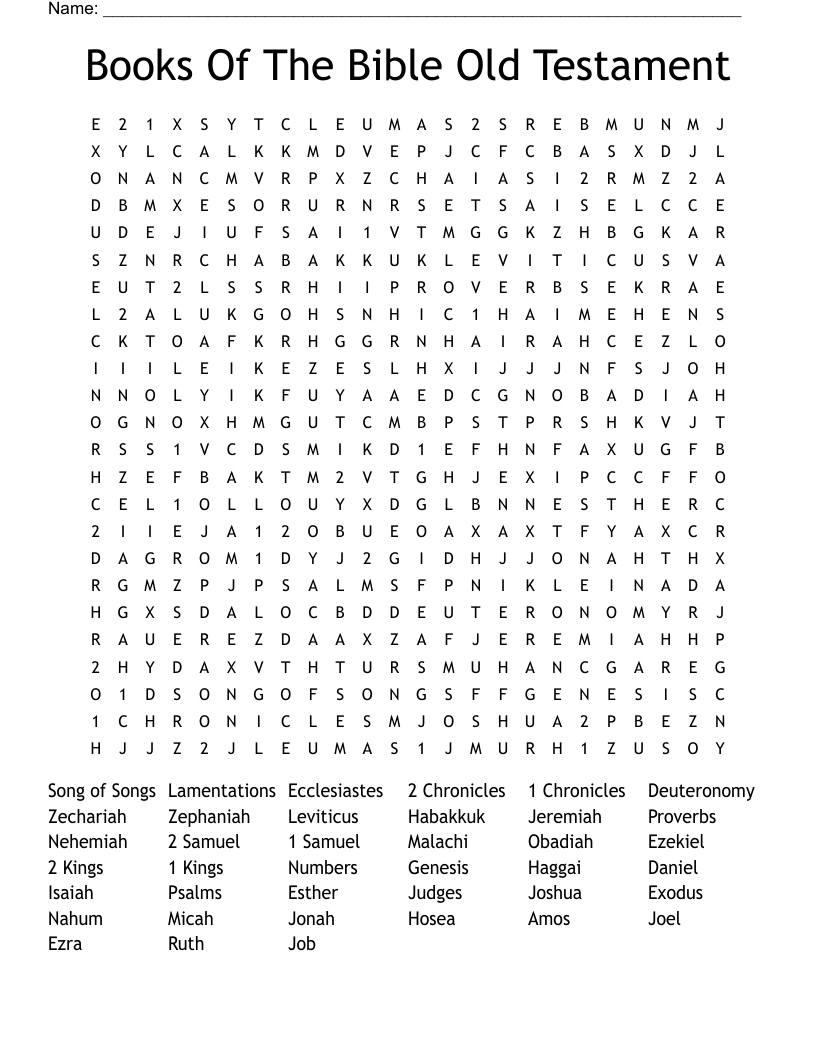 Books Of The Bible Old Testament Word Search