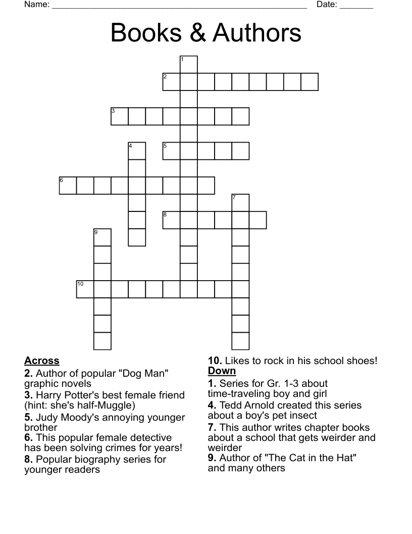 Books & Authors Crossword