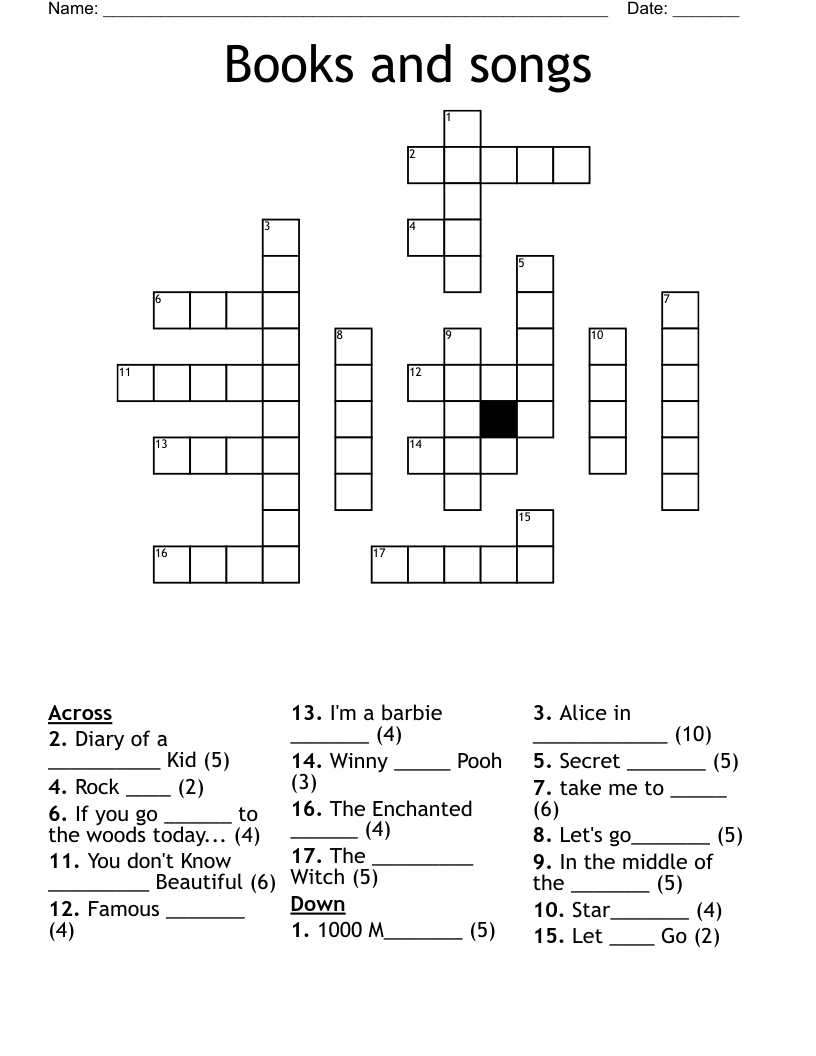 Books and songs Crossword