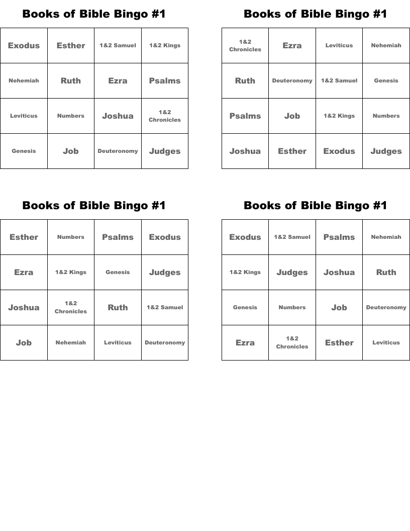 Books of Bible Bingo #1