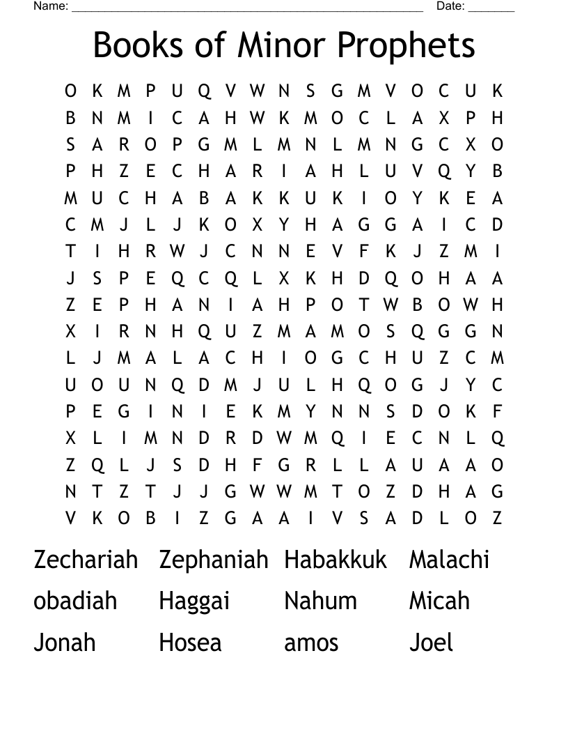 Books of Minor Prophets Word Search