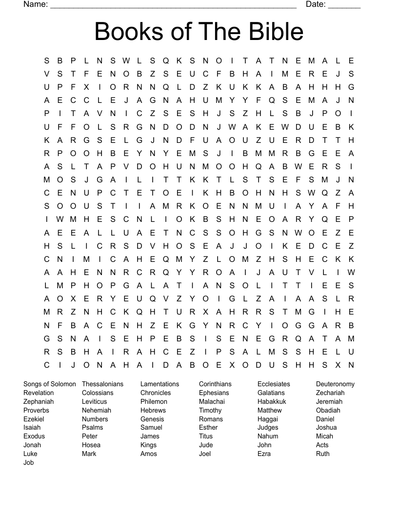 Books of The Bible Word Search