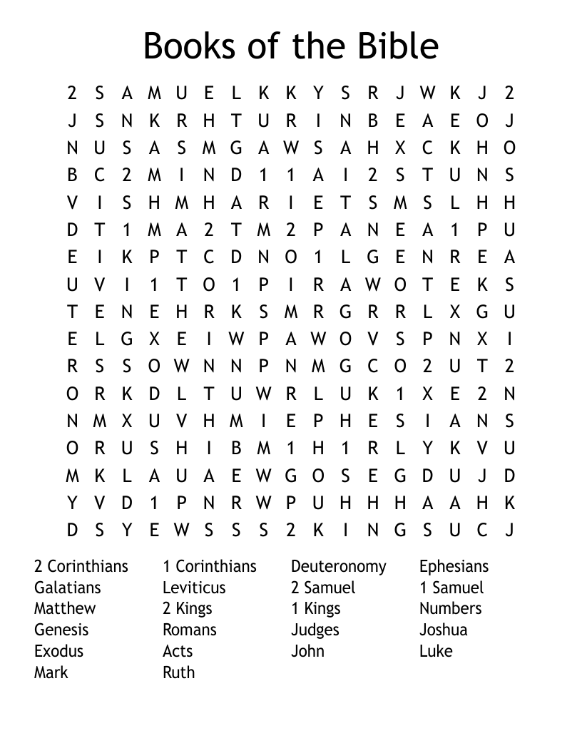 Books of the Bible Word Search