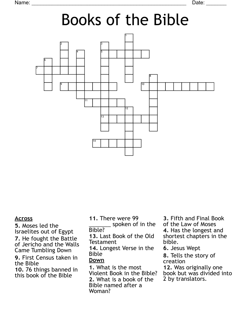 Books of the Bible Crossword
