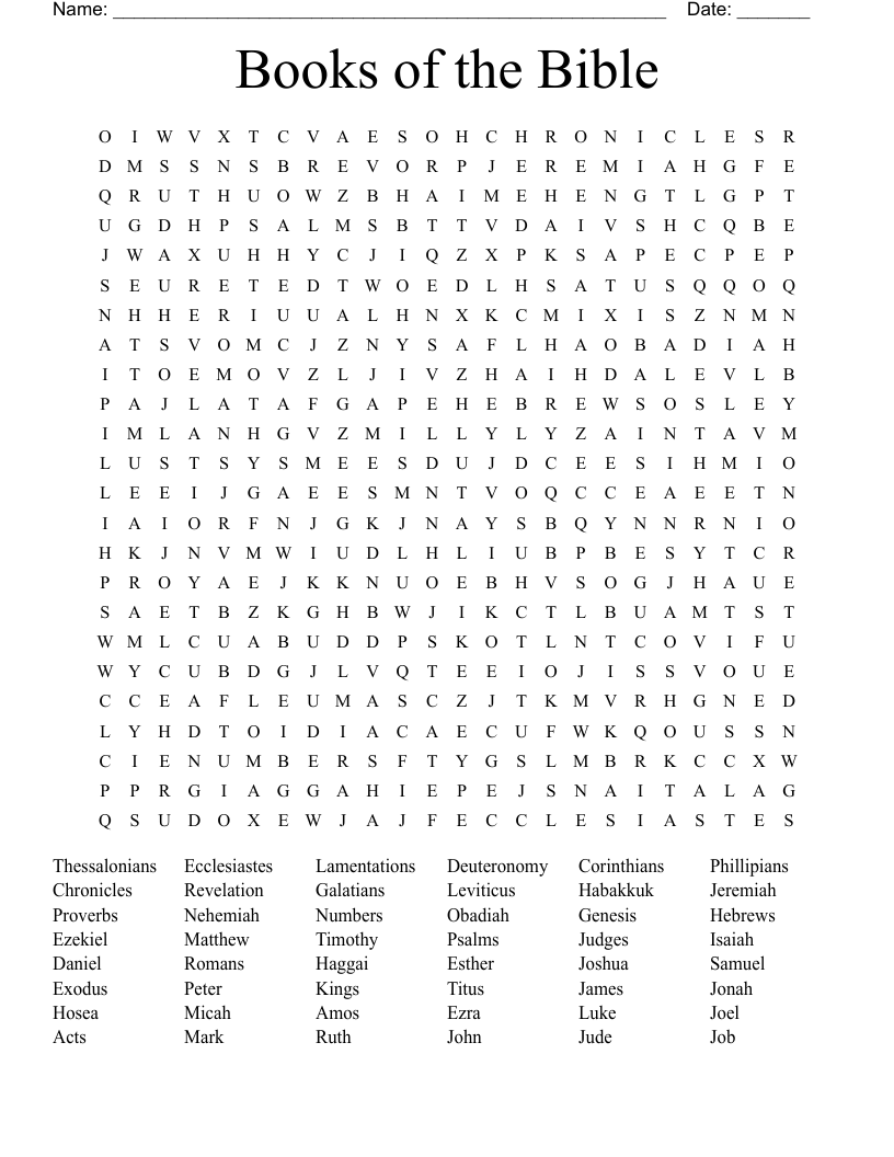 Books of the Bible Word Search