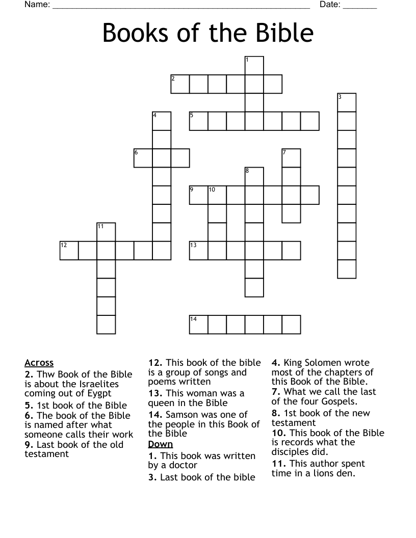 Books of the Bible Crossword