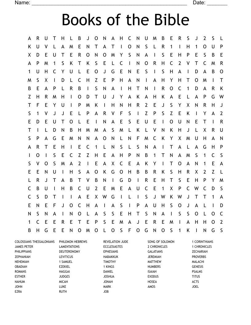 Books of the Bible Word Search