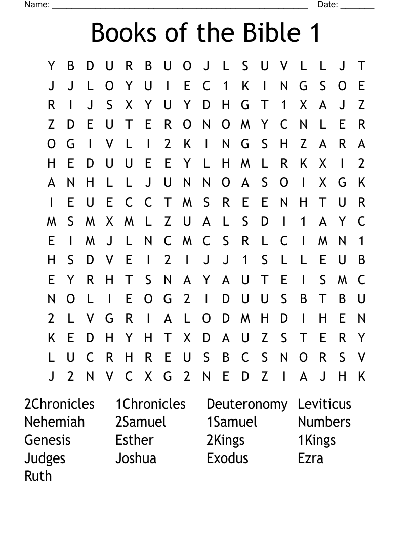 Books of the Bible 1 Word Search