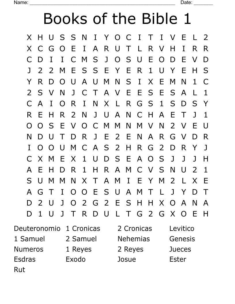 Books of the Bible 1 Word Search
