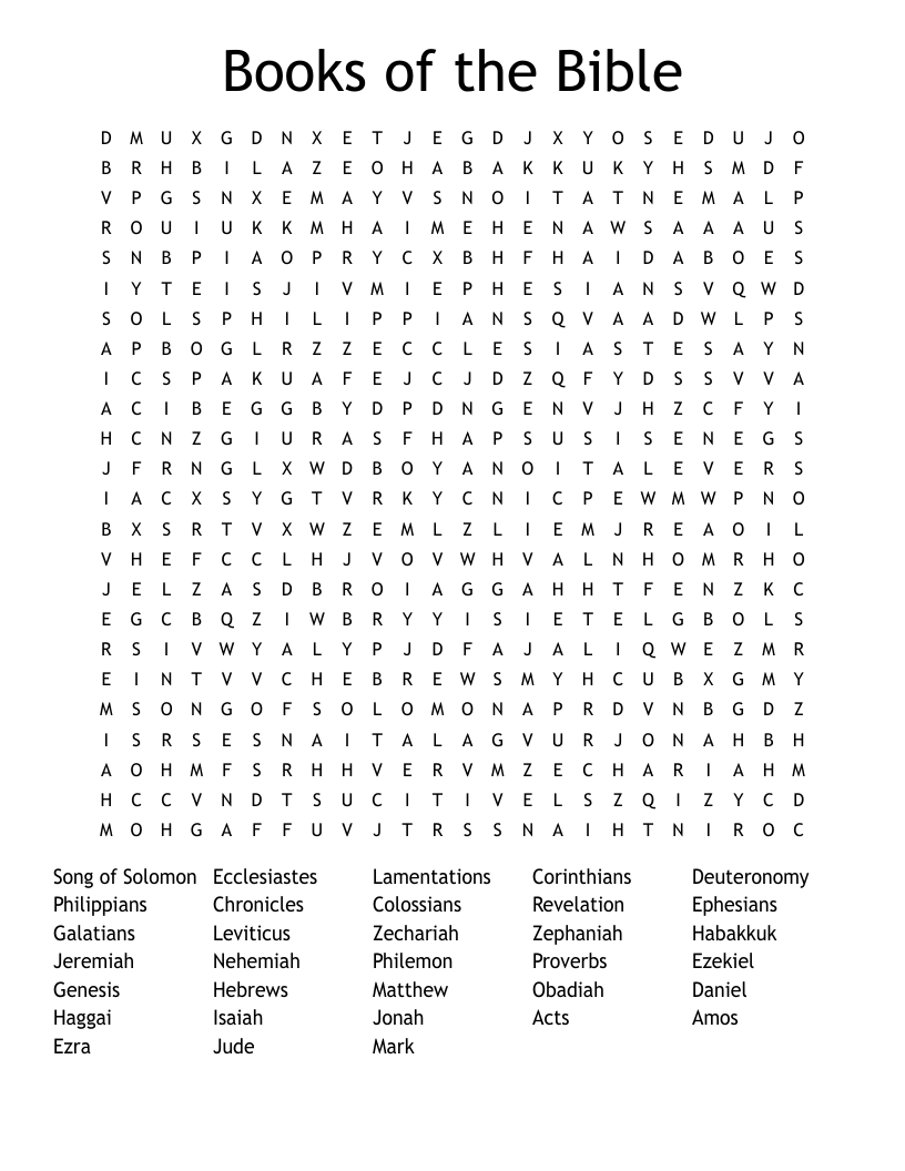 Books of the Bible Word Search