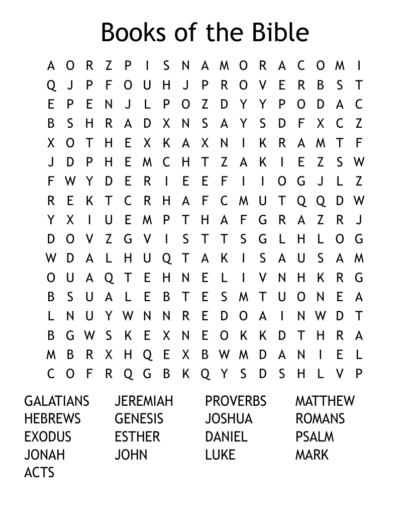 Books of the Bible Word Search