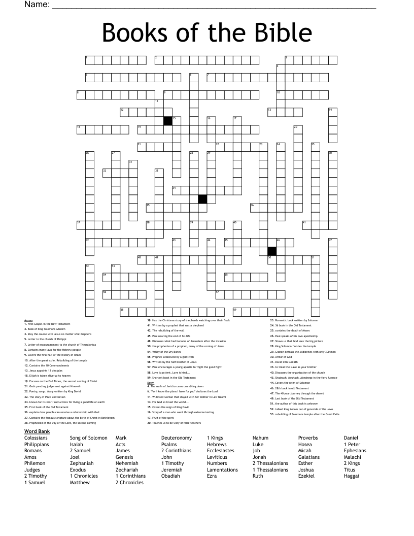 Books of the Bible Crossword