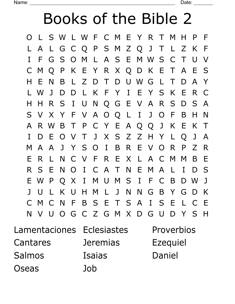Books of the Bible 2 Word Search