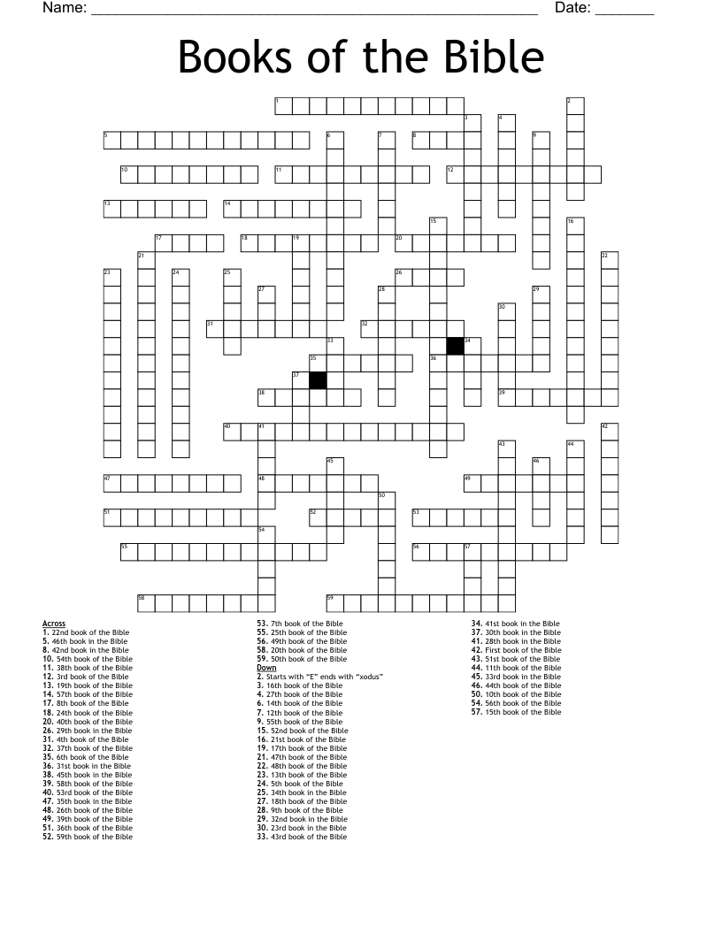 Books of the Bible Crossword