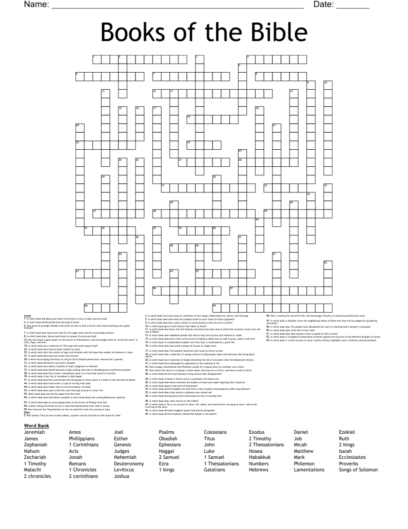 Books of the Bible Crossword