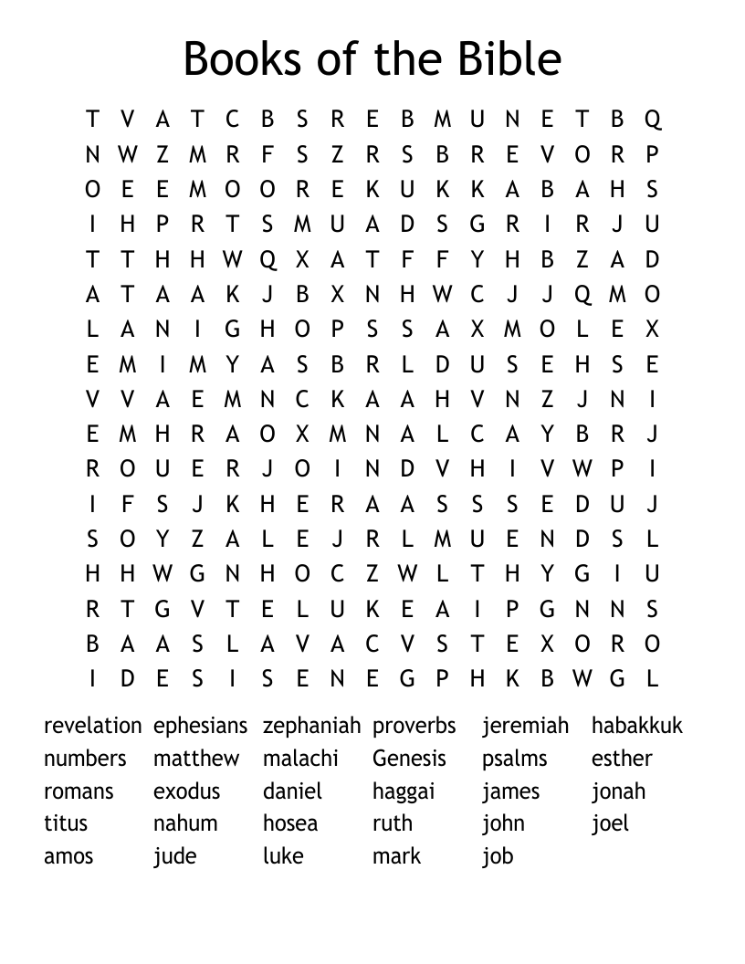 Books of the Bible Word Search