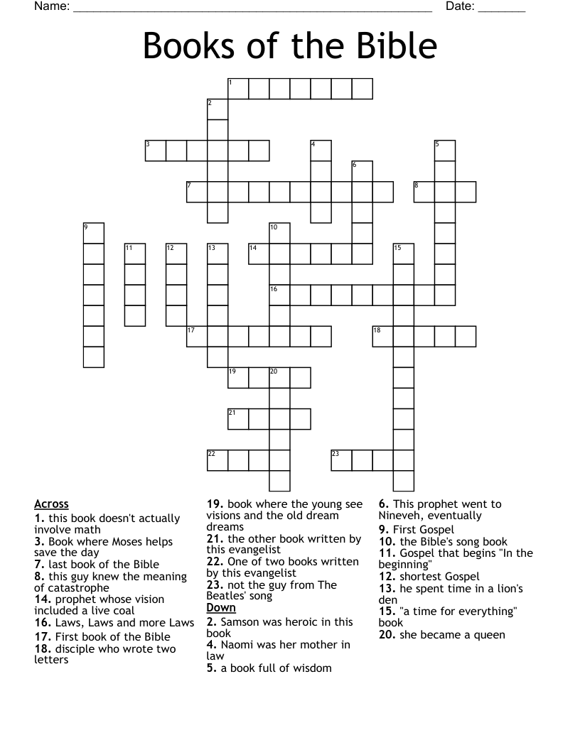 Books of the Bible Crossword