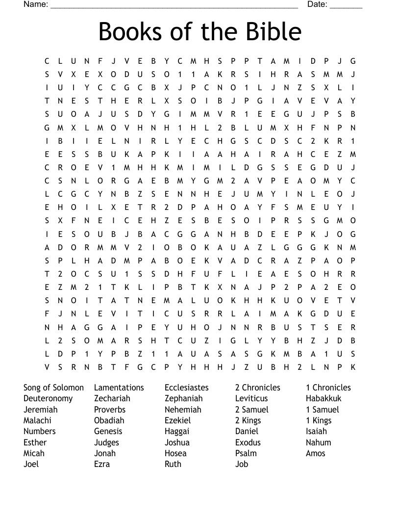 Books of the Bible Word Search