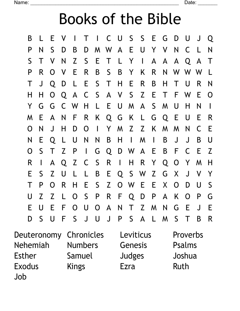 Books of the Bible Word Search