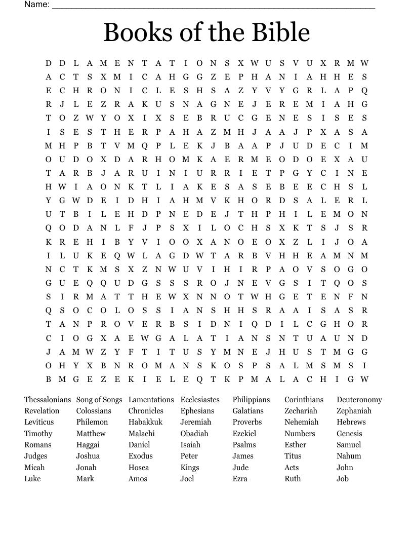 Books of the Bible Word Search