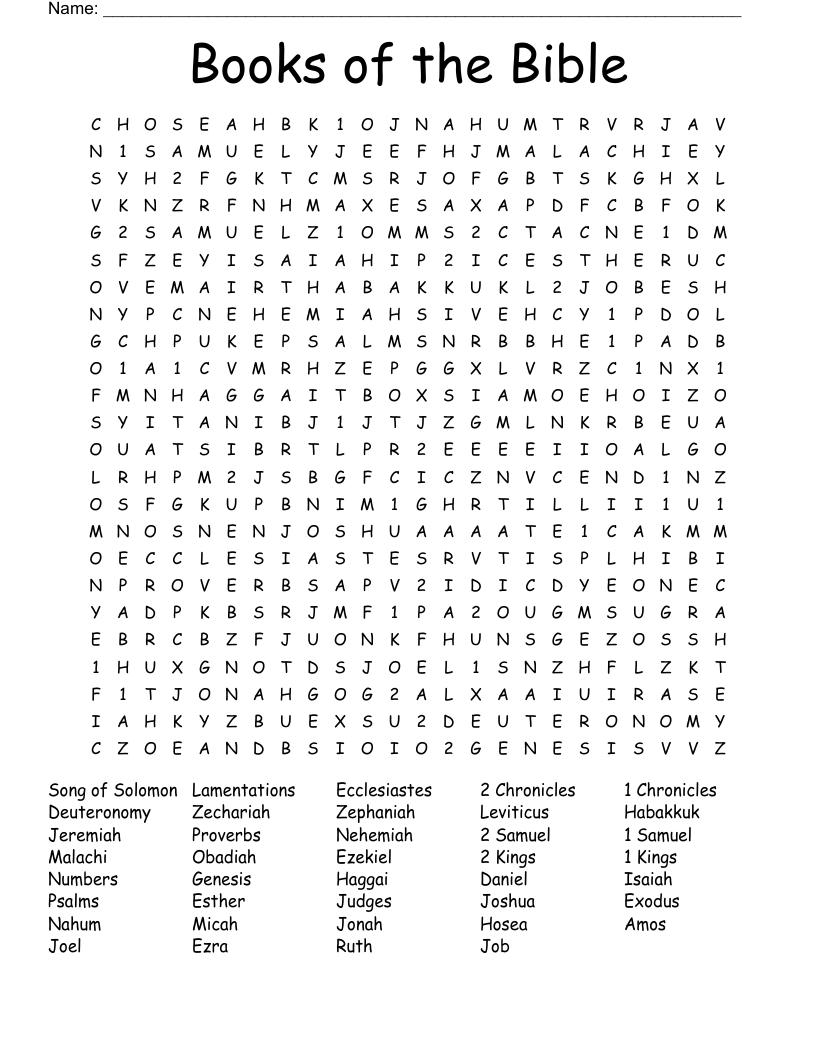 Books of the Bible Word Search