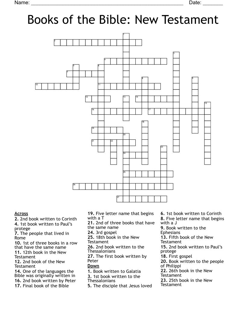 Books of the Bible: New Testament  Crossword