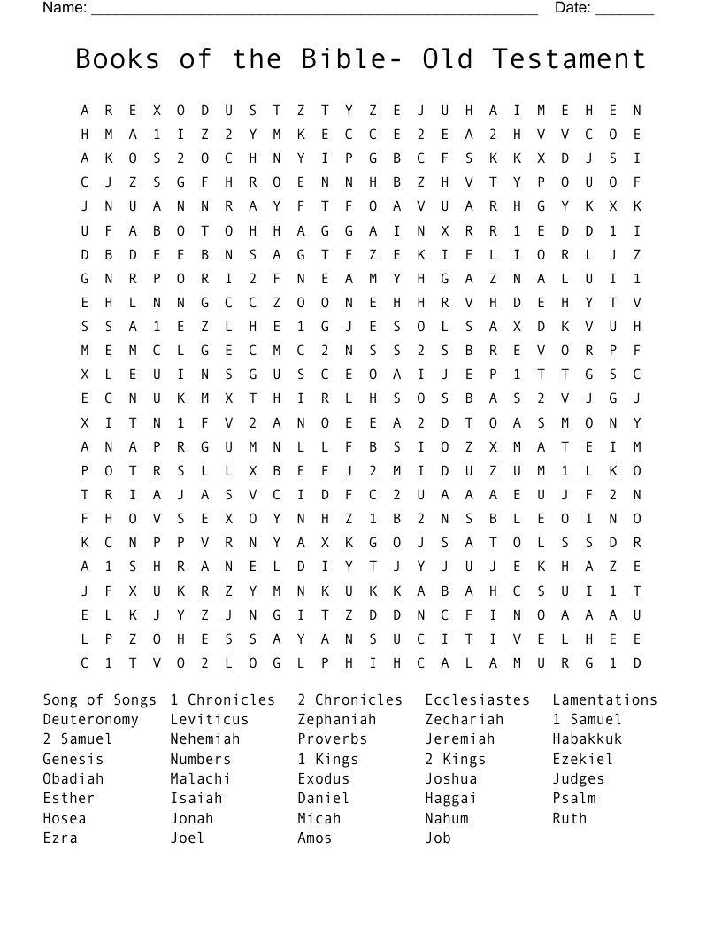 Books of the Bible- Old Testament Word Search